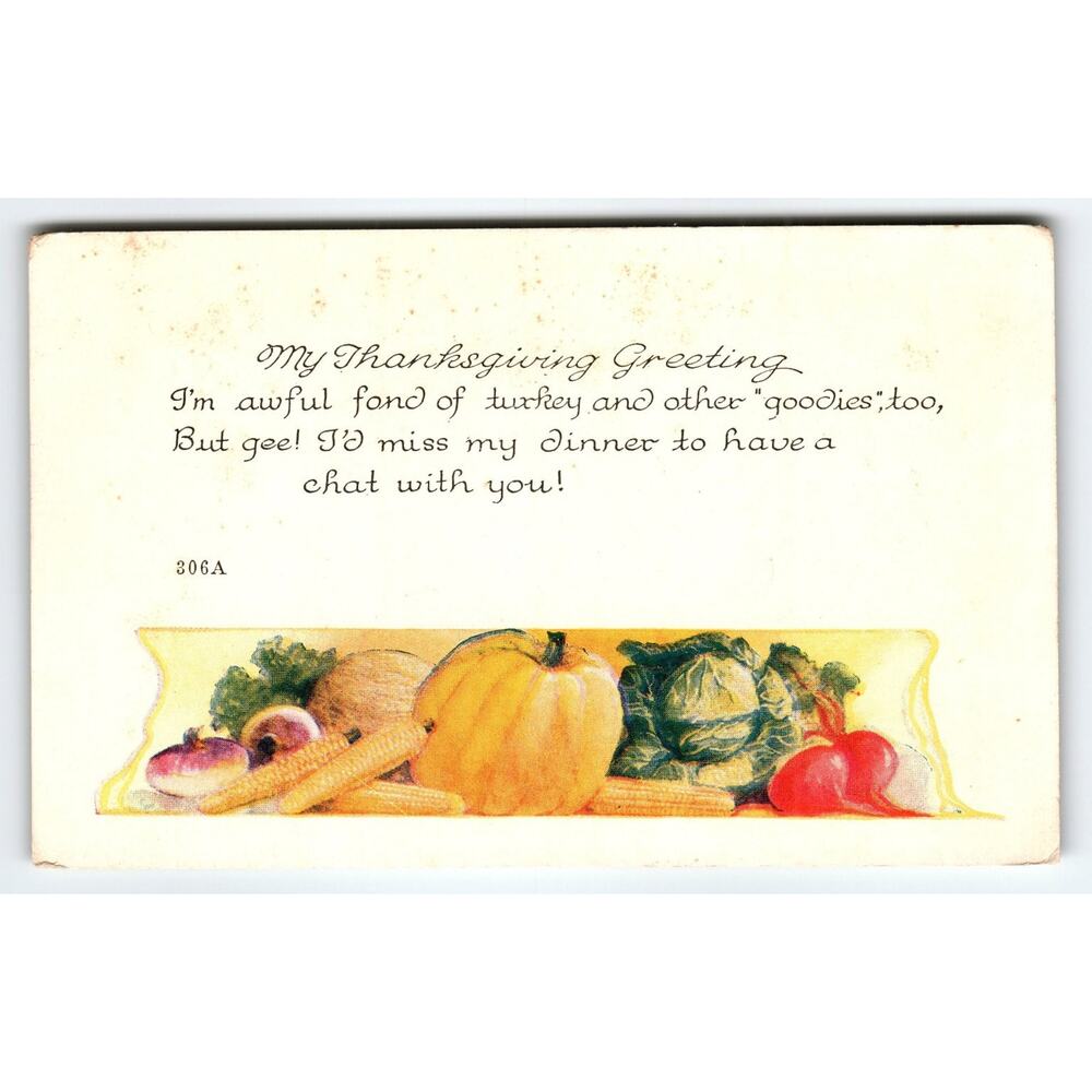 Vintage Thanksgiving Lithograph Postcard with Harvest Vegetables